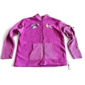 Vintage Looney Tunes Sylvester Tweety Fleece Zip Up Jacket Pink Large RARE